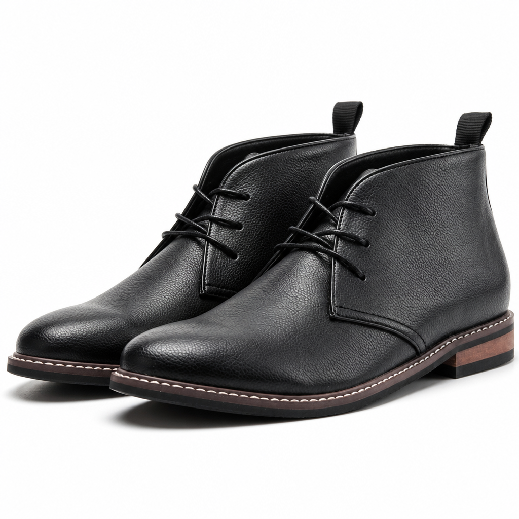 Leland | Mens Suede Desert Chukka Ankle Retro Boots Black packshot