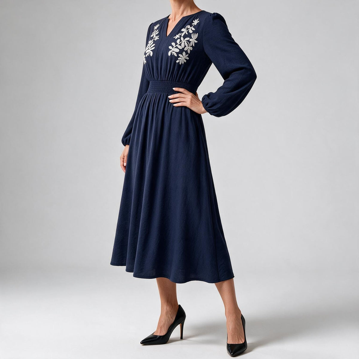 Romy | Womens Wedding Guest Midi Holiday Long Sleeve A-Line Fall Dresses