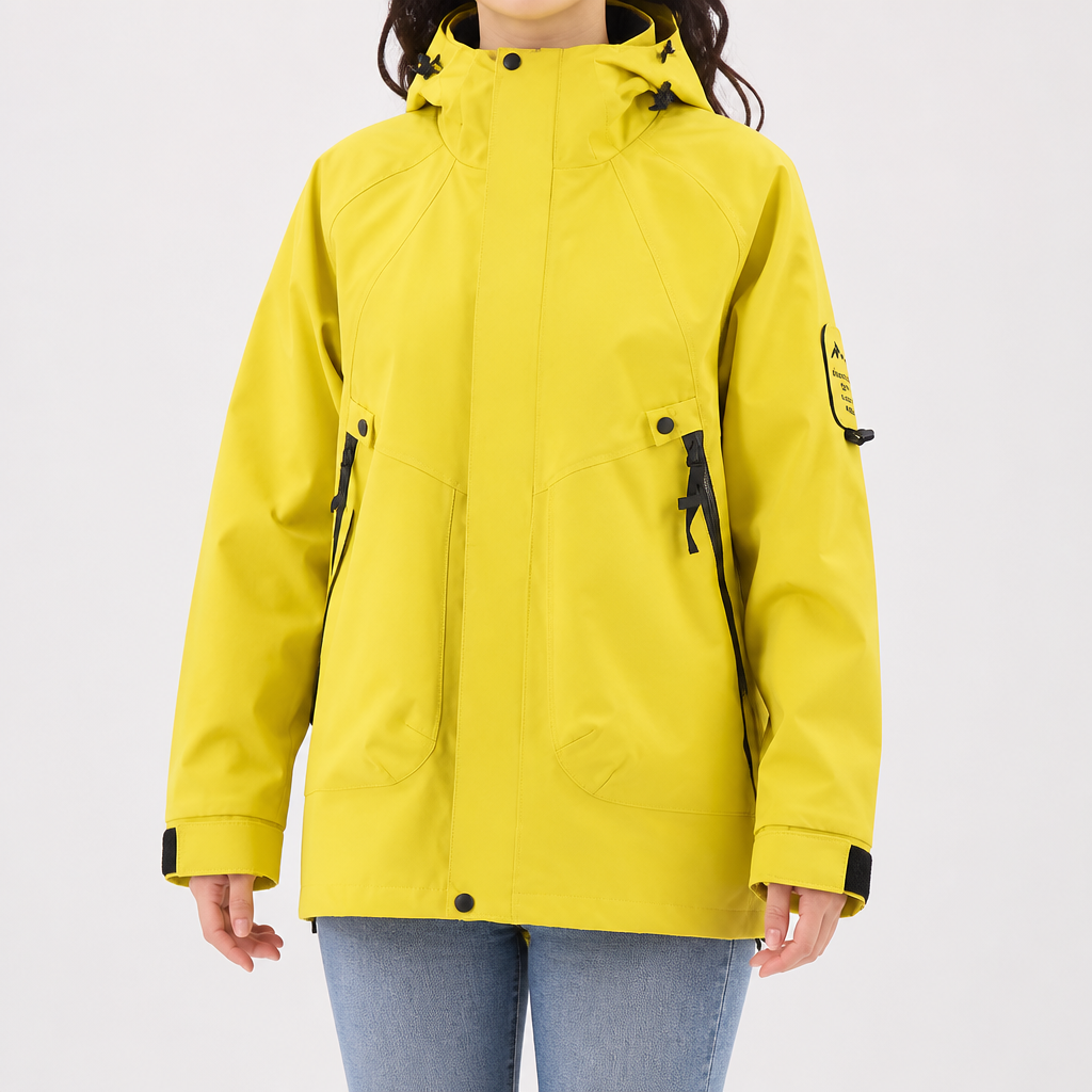 Rowan | Womens Waterproof 3 in 1 Hooded Jacket, Fluorescent Green 2