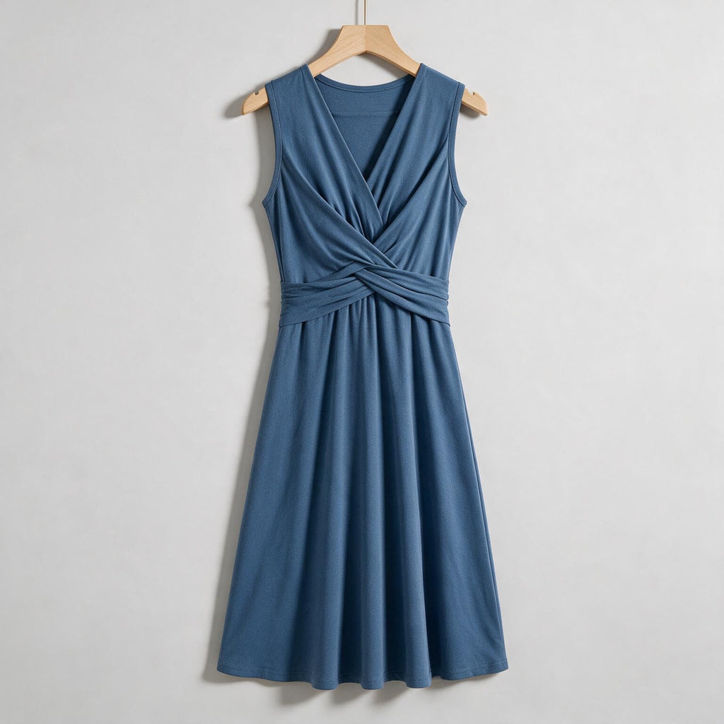 Bianca | Womens Wedding Guest Summer Printed V Neck Casual Dress on hanger