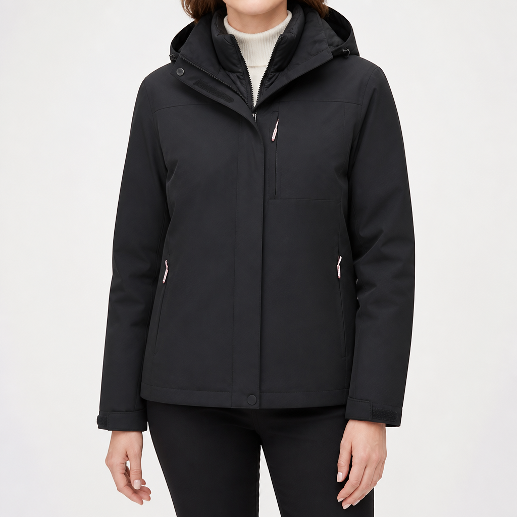 Imogen | Womens Waterproof Hooded 3-in-1 Jacket Fleece Lined, Black 3