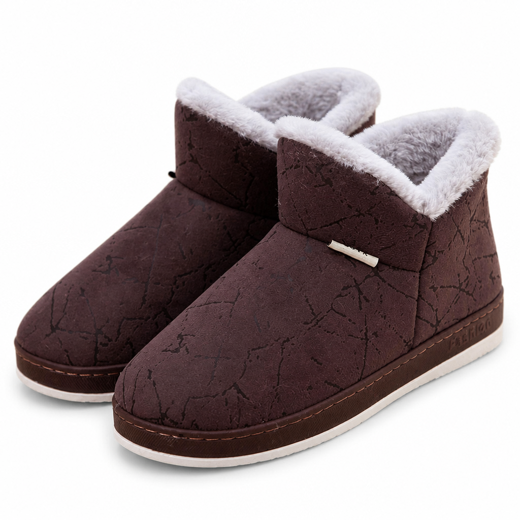 Sasha | Womens Slippers Fluffy Warm Faux Fur House Slippers Brown packshot
