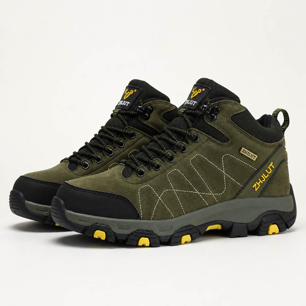 Edmund | Mens Waterproof Fleece Lined Snow Boots, Dark Green 2