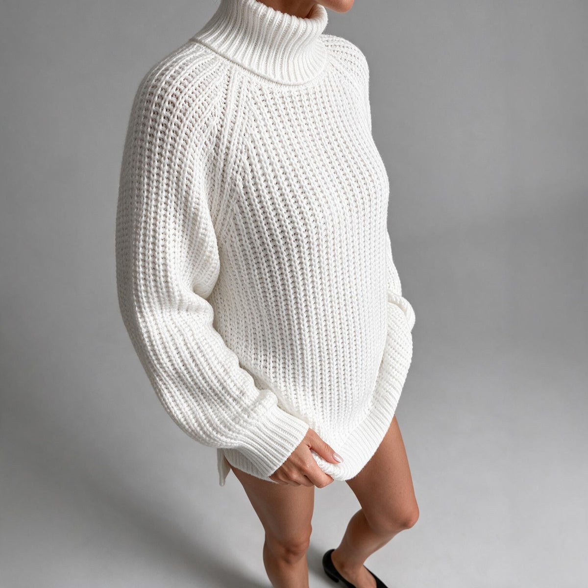 Rhiannon | Womens Wedding Guest Jumper Knitted Split Raglan Sleeve Dresses
