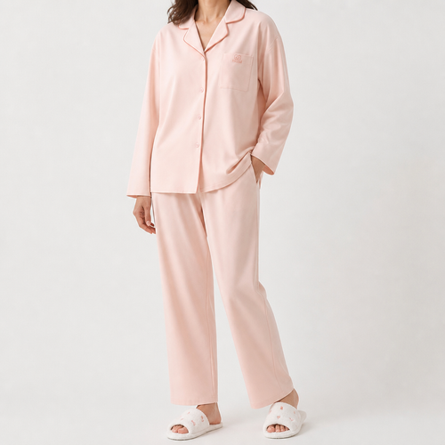 Arabella | Womens Cotton Long Sleeve Pyjama Set, Pink