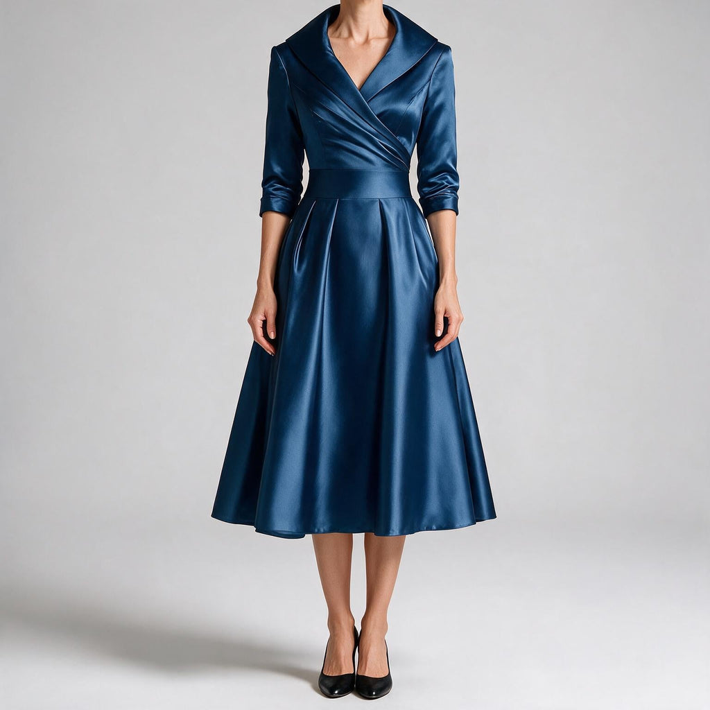 Verena | Womens Wedding Guest Dresses Long Sleeve Maxi Elegant Evening Dress Blue