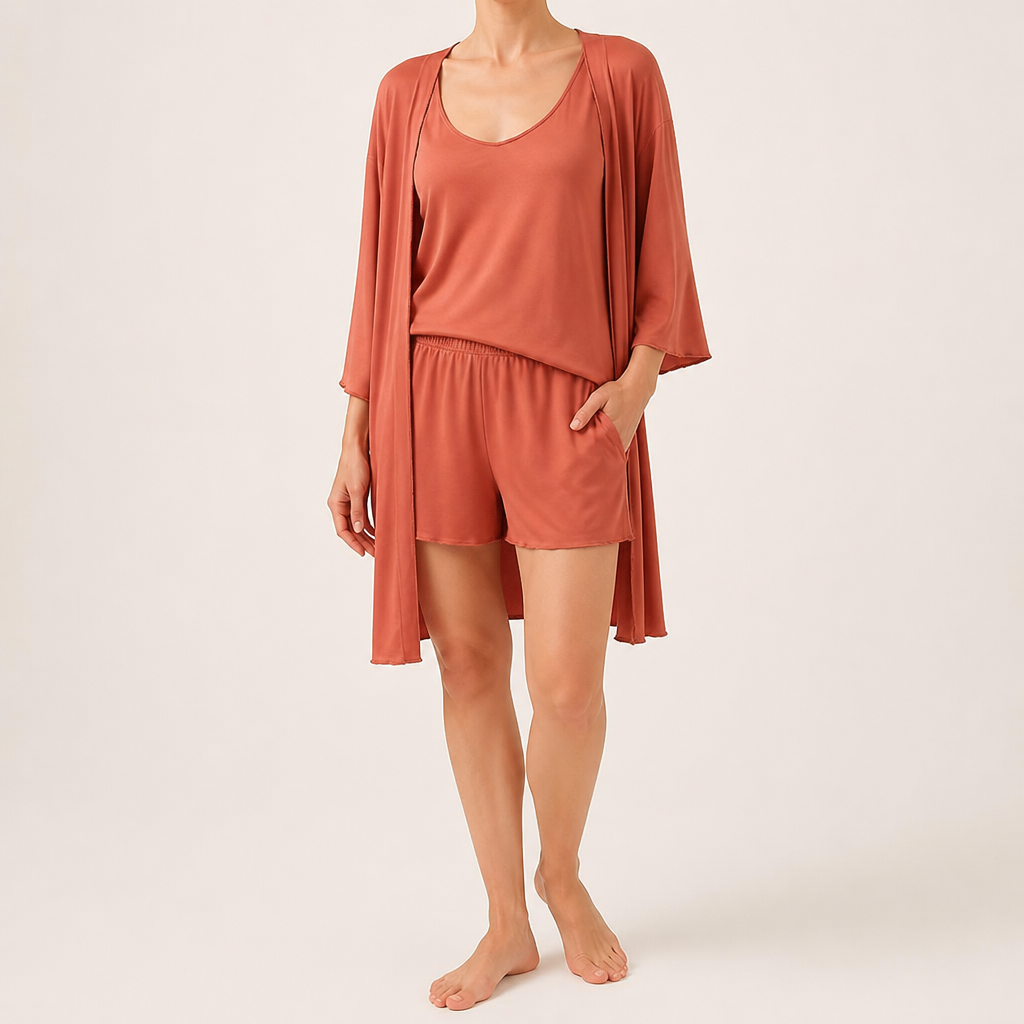 Elodie | Womens Short Sleeve Shorts Pyjama Set, Orange