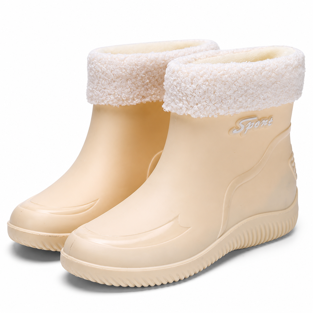 Esme | Womens Wellington Boots Waterproof Non Slip Mid Calf Rain Boots Apricot 2 packshot