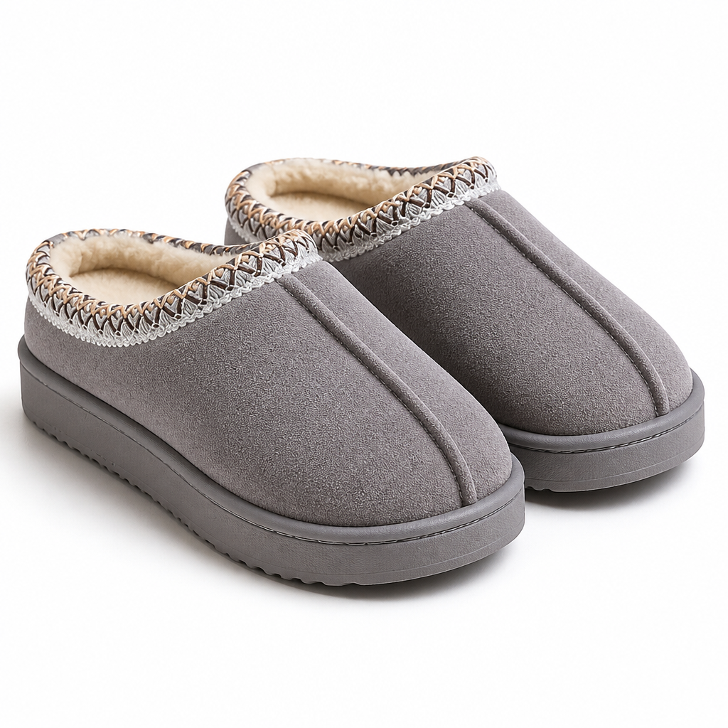 Dax | Womens Slippers Fluffy Warm Memory Foam House Slippers Grey packshot