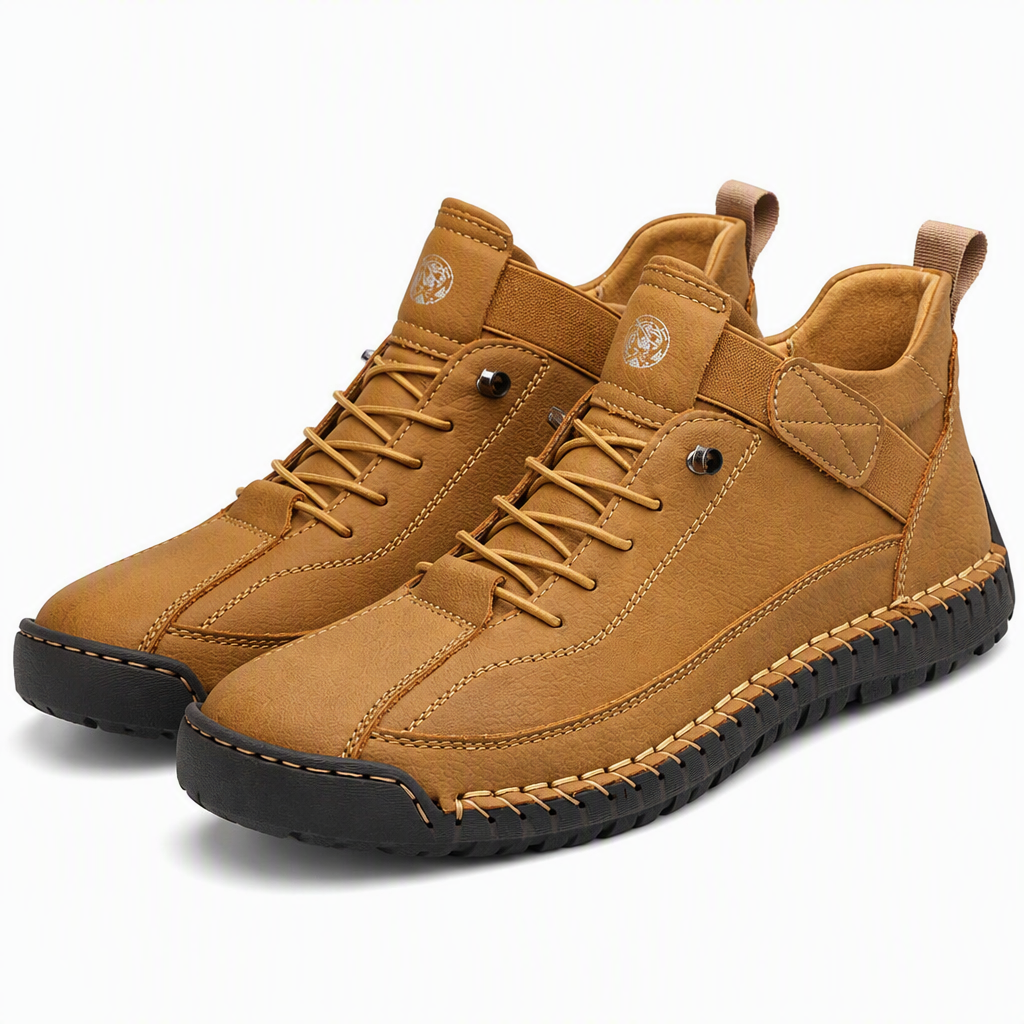 Griffin | Mens Leather Work Mid Top Stitched Casual Boots Tan packshot