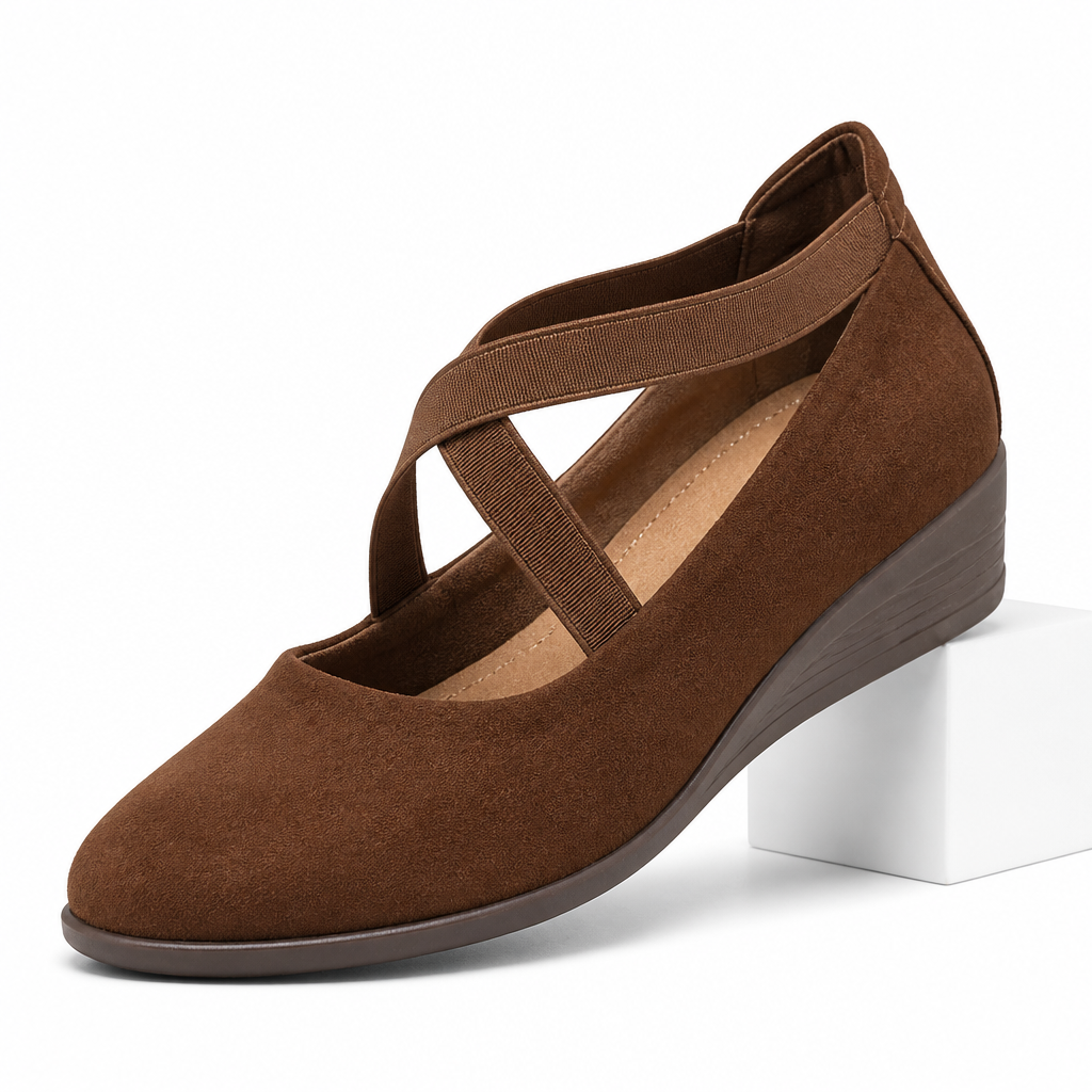 Isadora | Womens Pointed Toe Wedge Casual Comfort Loafers Brown packshot