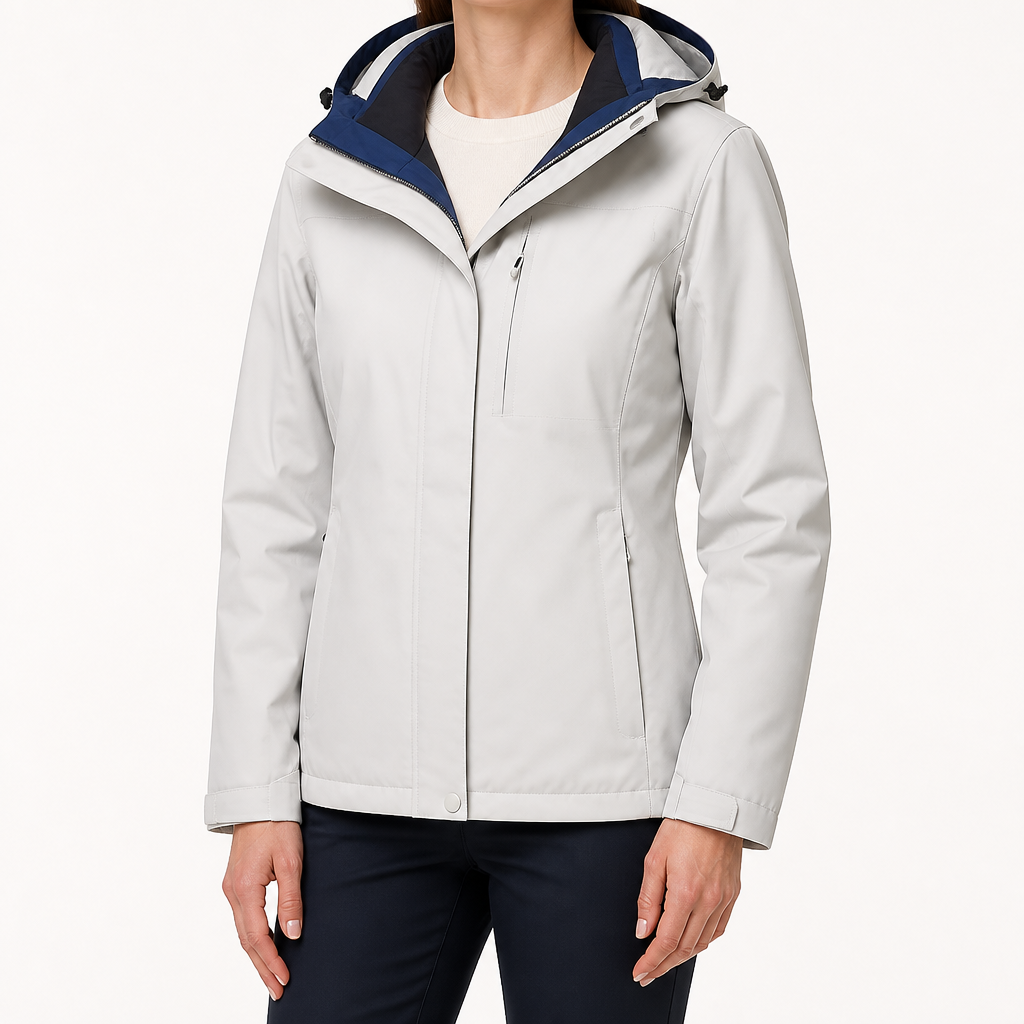 Imogen | Womens Waterproof Hooded 3-in-1 Jacket Fleece Lined, Warm White 2