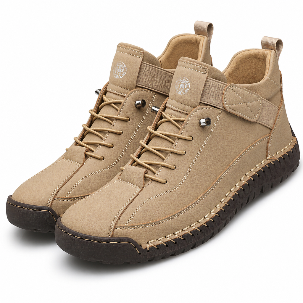 Griffin | Mens Leather Work Mid Top Stitched Casual Boots Khaki packshot