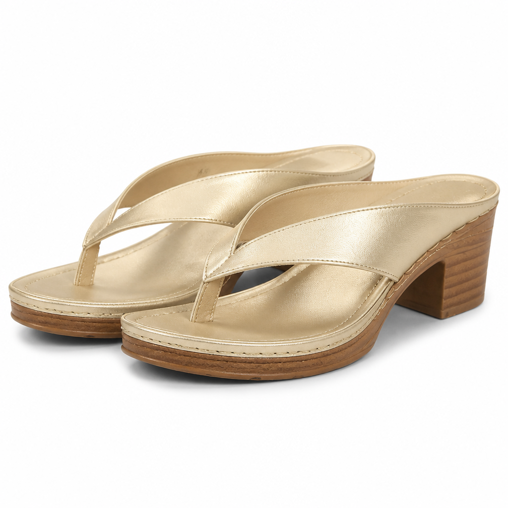 Mireille | Womens Block Heel Mule Slider Gold Black White Sandals Gold packshot