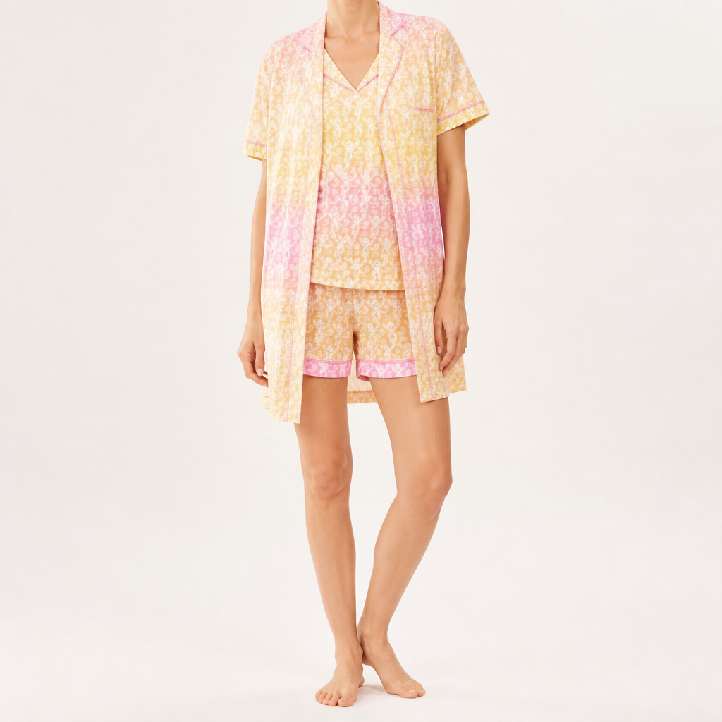 Genevieve | Womens Short Sleeve Cotton Pyjama Set, Coral