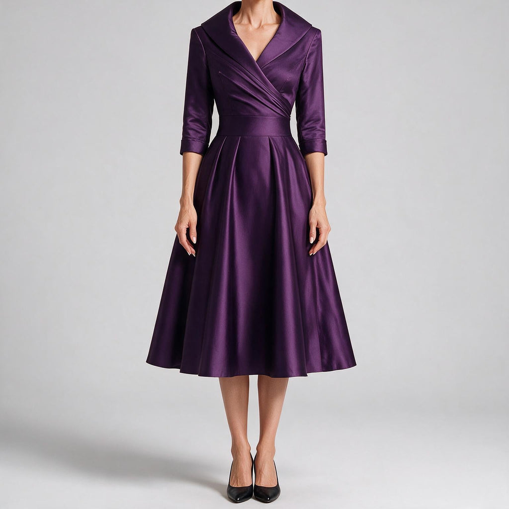 Verena | Womens Wedding Guest Dresses Long Sleeve Maxi Elegant Evening Dress Purple