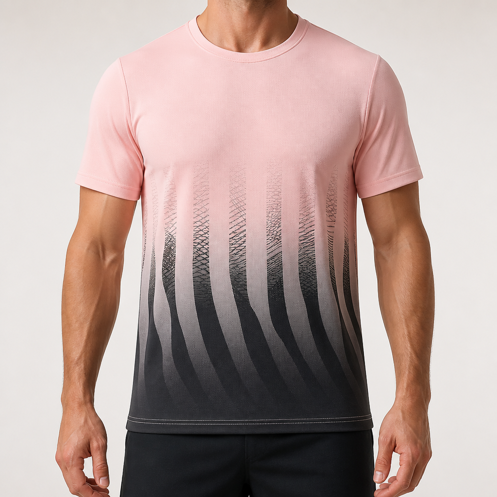 Wesley | Mens Ice Silk Short Sleeve Casual T Shirt, Pink