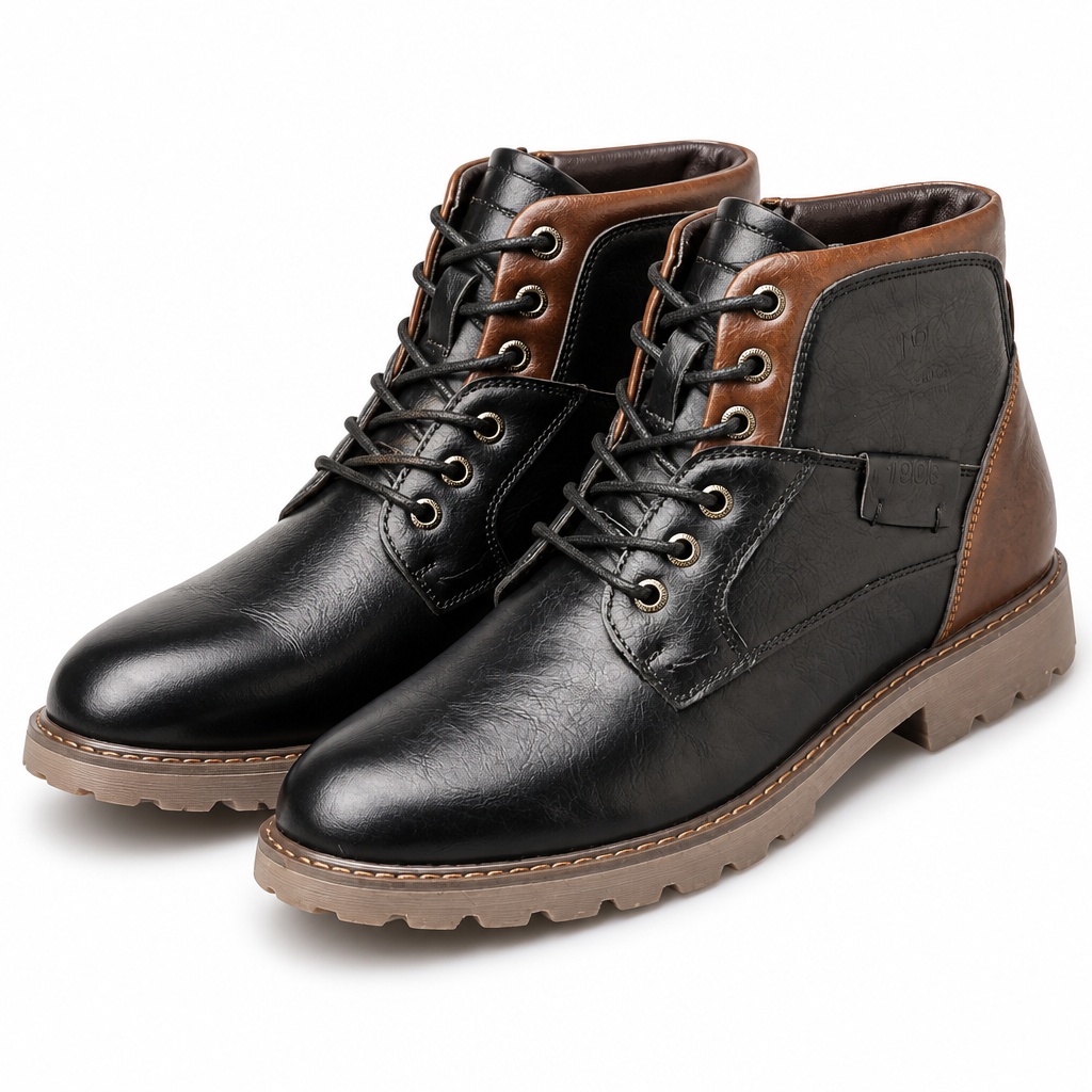 Ulf | Mens Work Boots Ankle Zip Up Desert Boots Black packshot