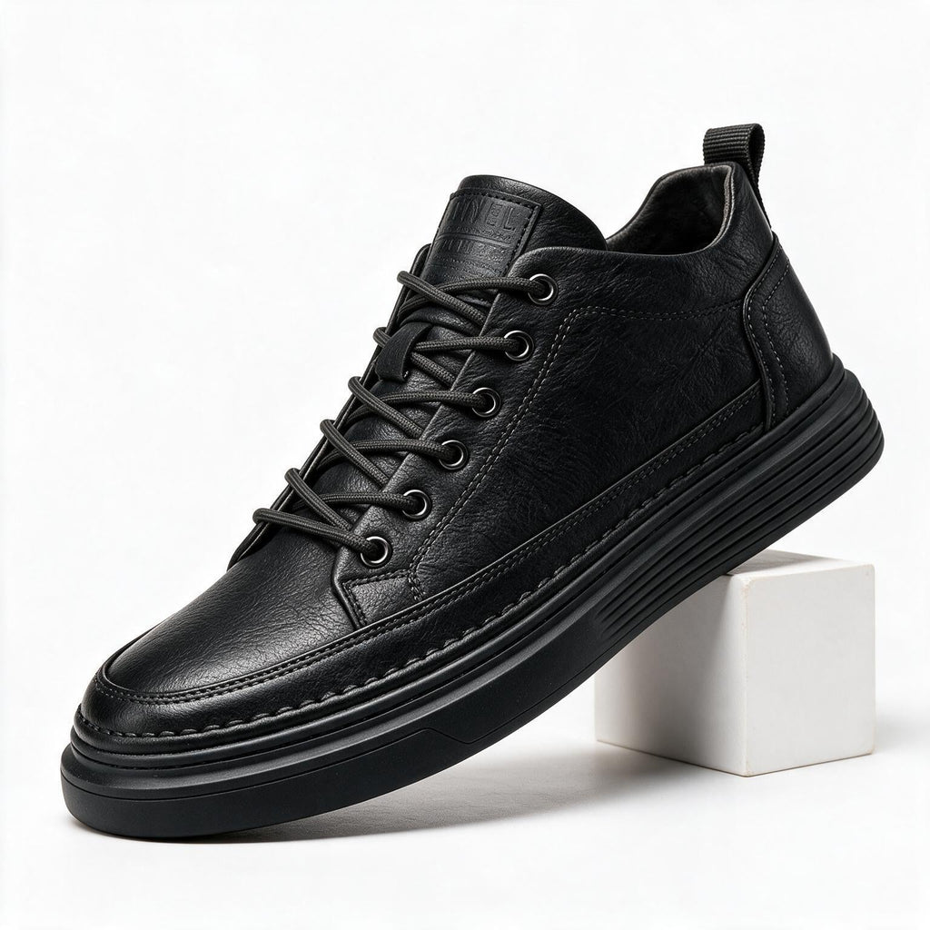 Maren | Mens Trainers Leather British Casual Smart Sneakers Shoes Black packshot