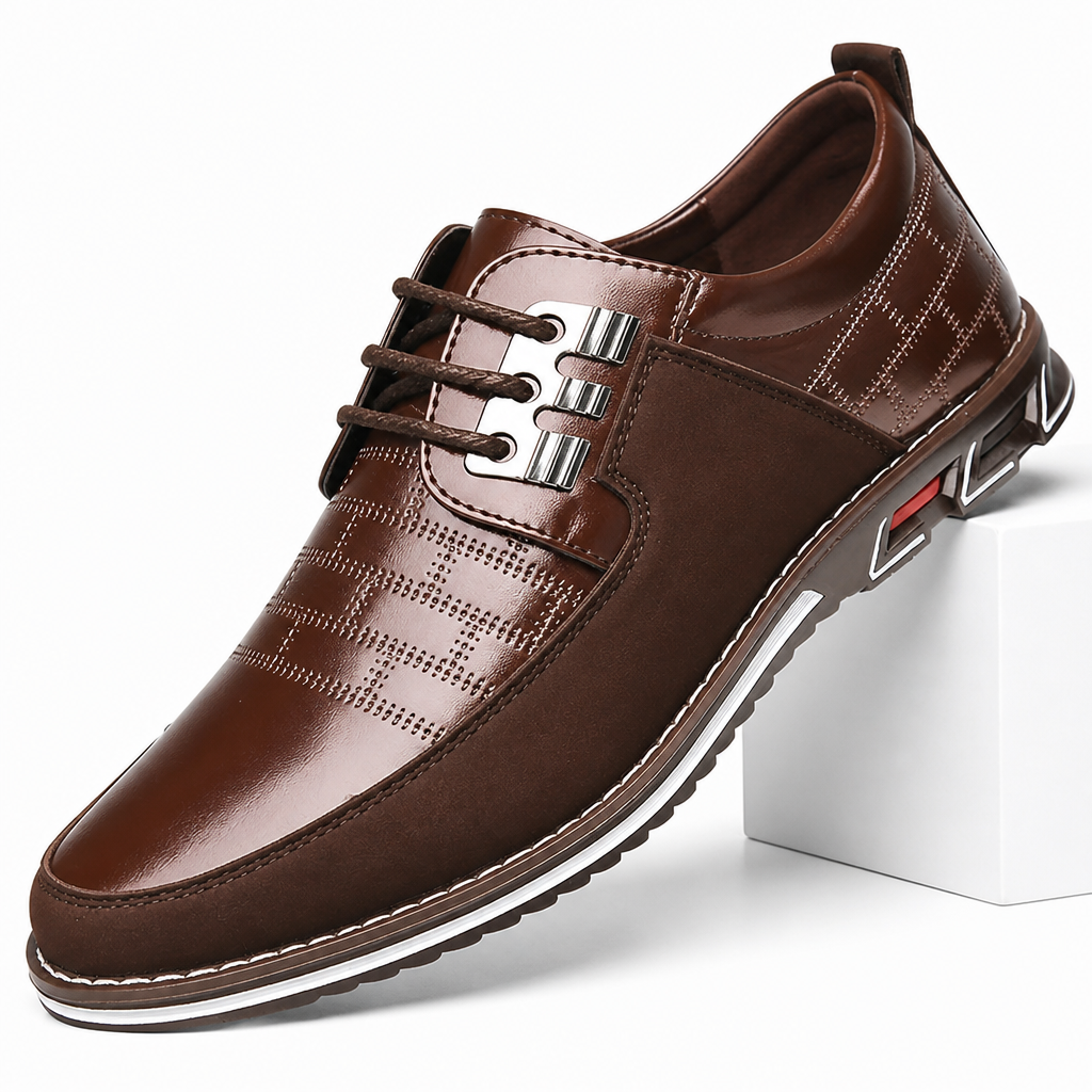 Dorian | Mens Leather Lace Up Breathable Casual Shoes Brown packshot