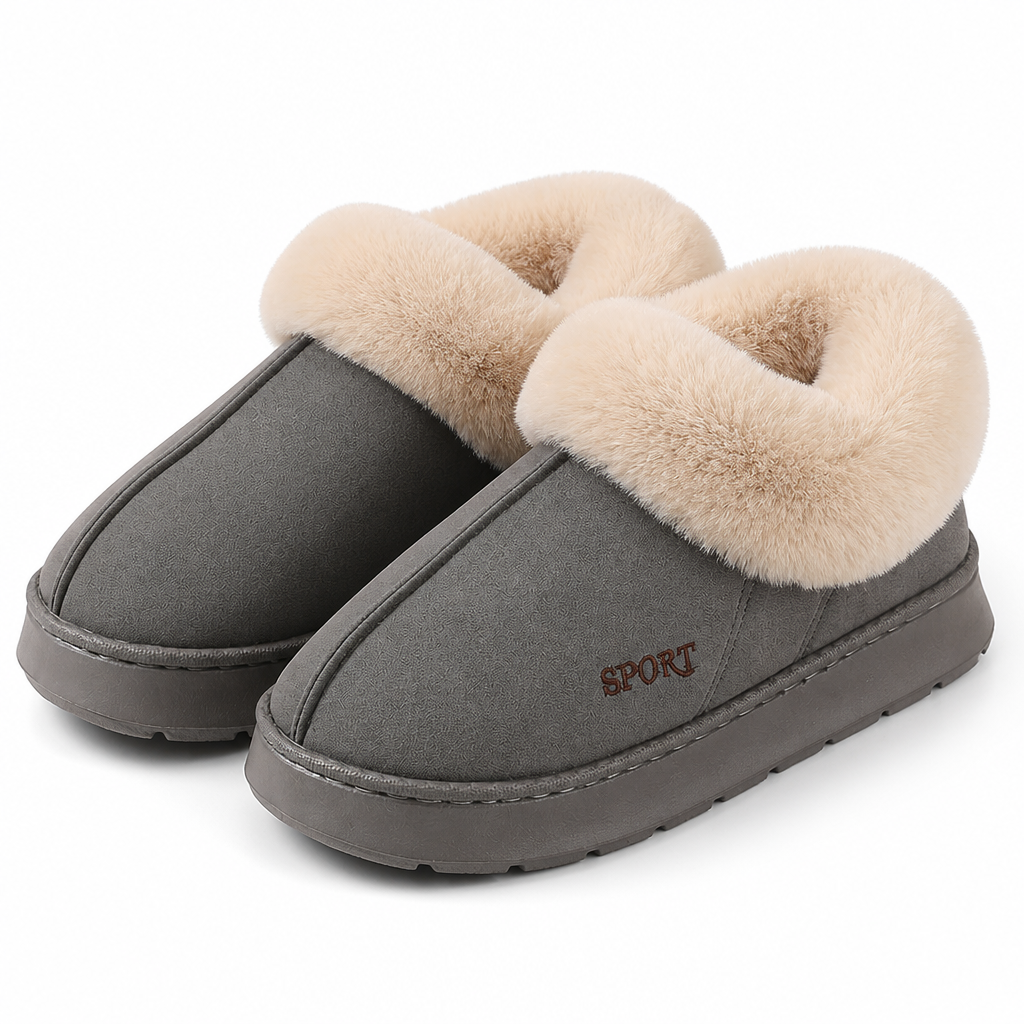 Kaya | Womens Slippers Fluffy Warm Memory Foam House Slippers Gray packshot