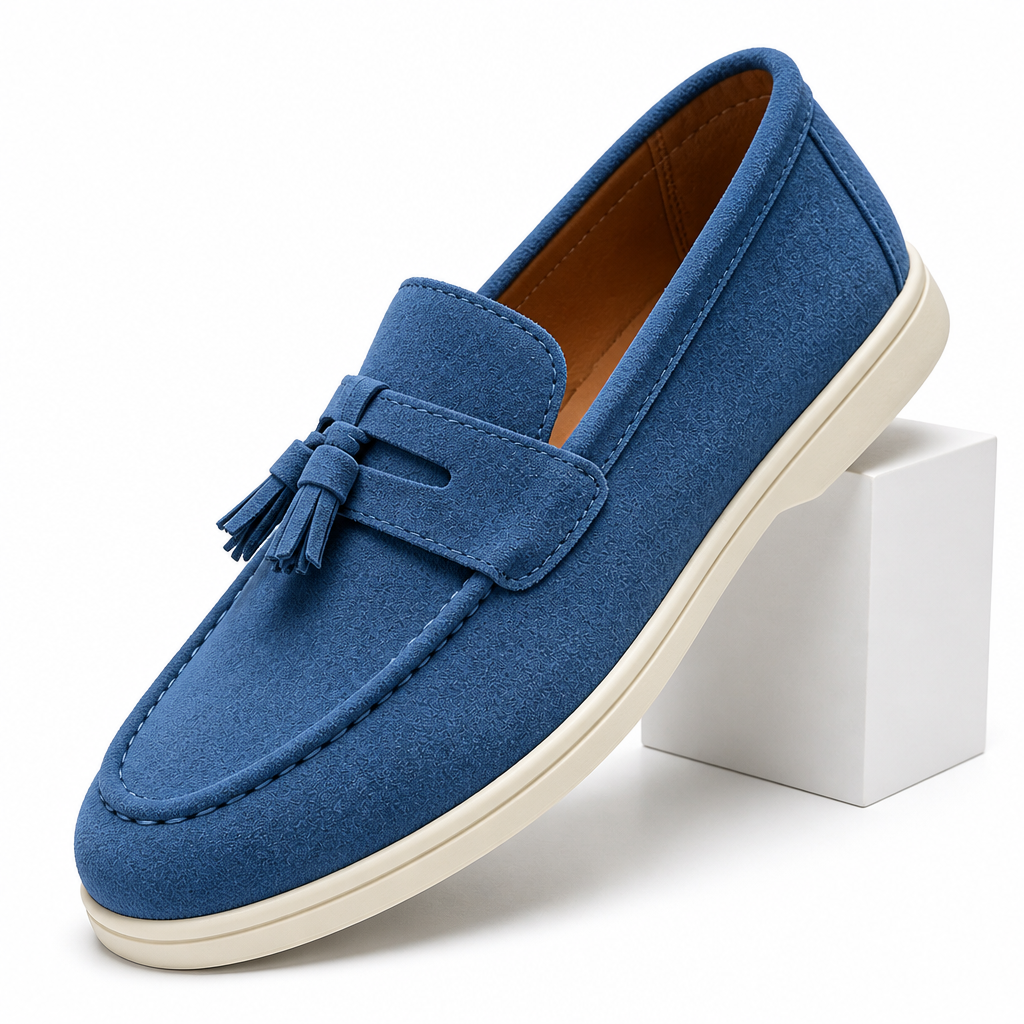 Fabian | Mens Leather Loafers Slip on Driving Casual Shoes Blue packshot