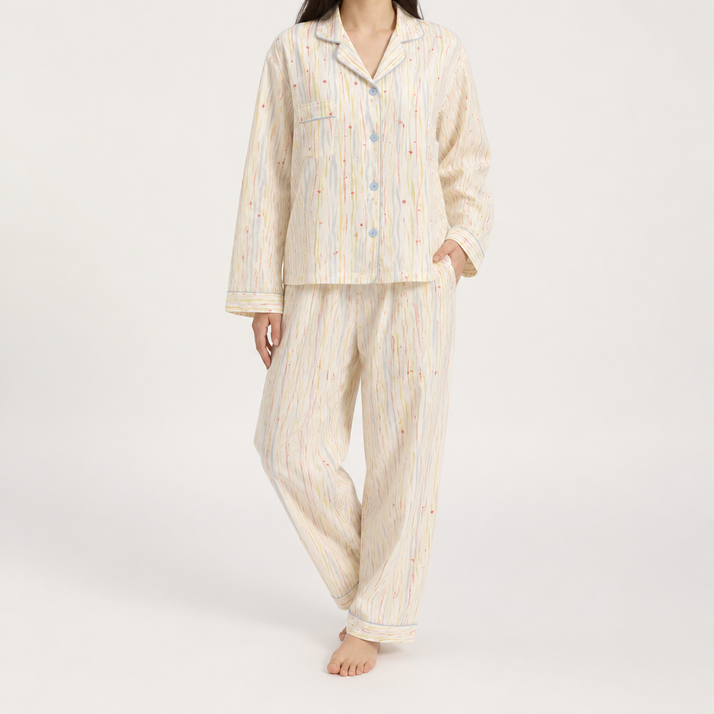 Beatrix | Womens Long Sleeve Cotton Pyjama Set Loungewear, Pink 3
