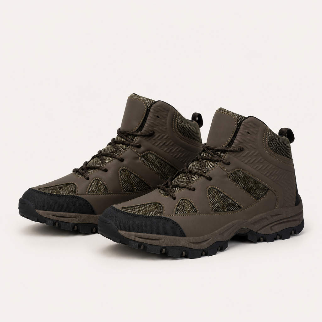 Marcus | Mens High Top Walking Hiking Boots, Brown