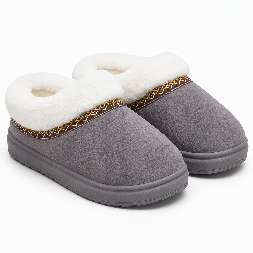 Dax | Womens Slippers Fluffy Warm Memory Foam House Slippers Grey 2 packshot