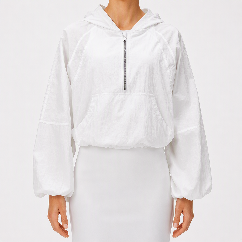 Elodie | Womens Water Resistant Hooded Lightweight Windbreaker Jacket, White