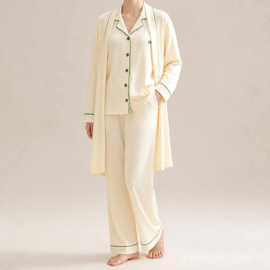 Arabella | Womens Cotton Long Sleeve Pyjama Set, Ivory