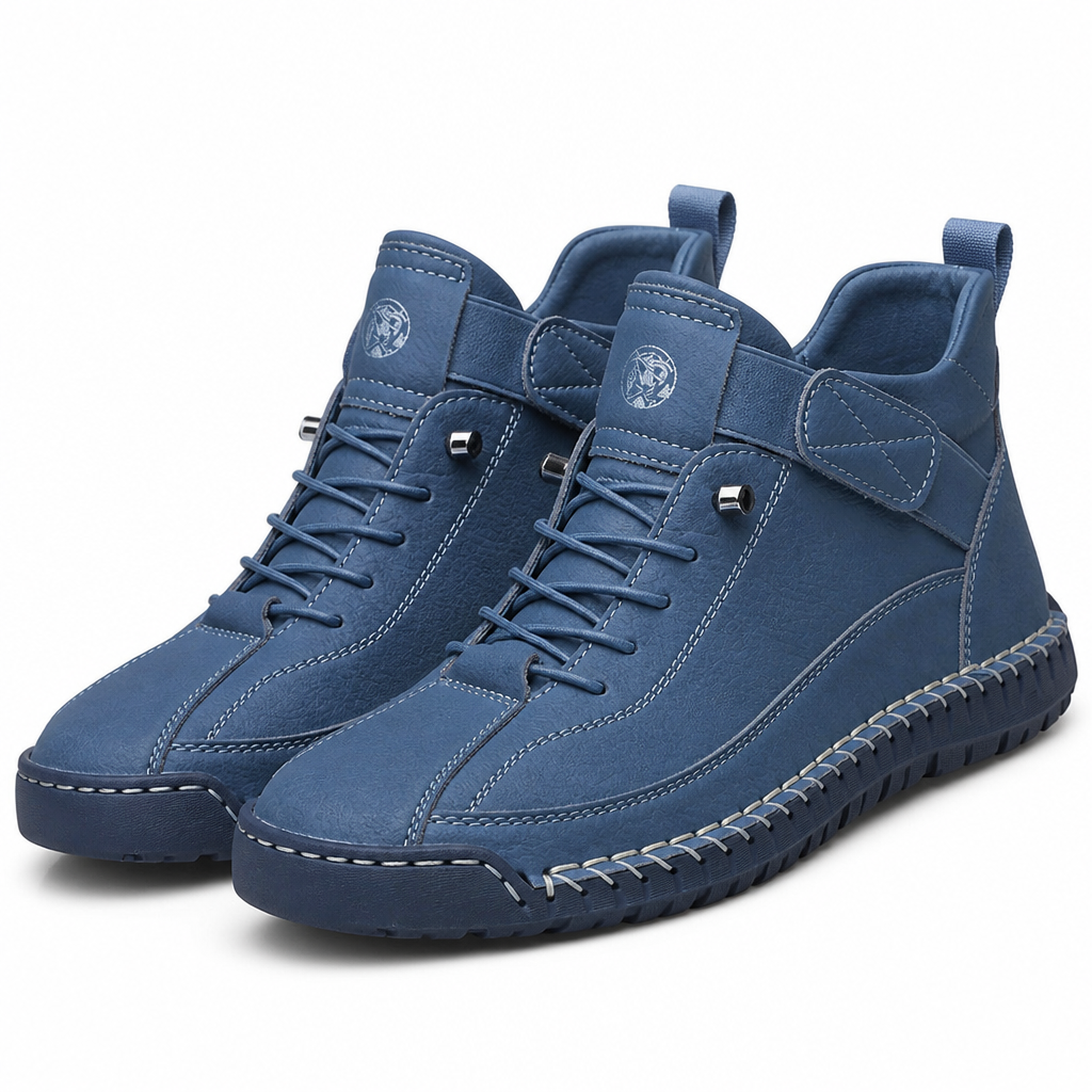 Griffin | Mens Leather Work Mid Top Stitched Casual Boots Blue packshot