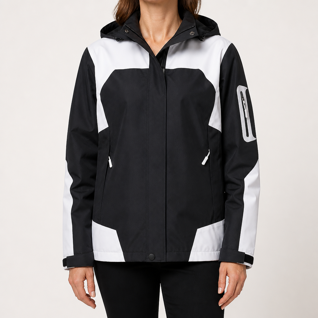 Harriet | Womens Waterproof Windbreaker Jacket, Black White 2