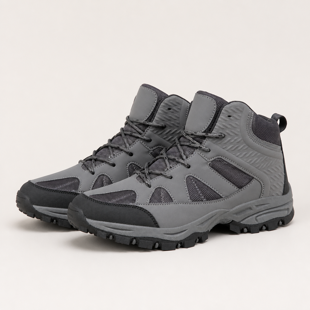 Marcus | Mens High Top Walking Hiking Boots, Grey
