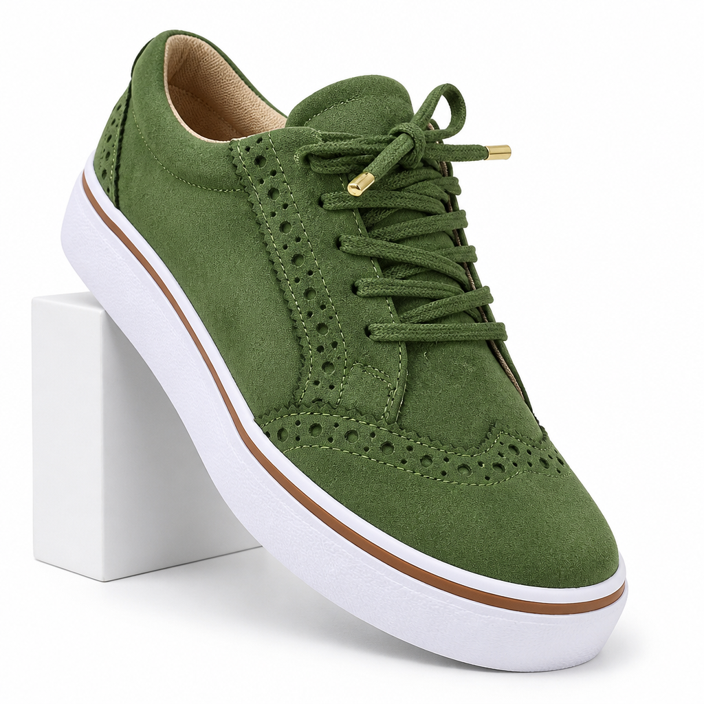 Lavinia | Womens Comfortable Lace Up Casual Flat Round Toe Shoes Green packshot