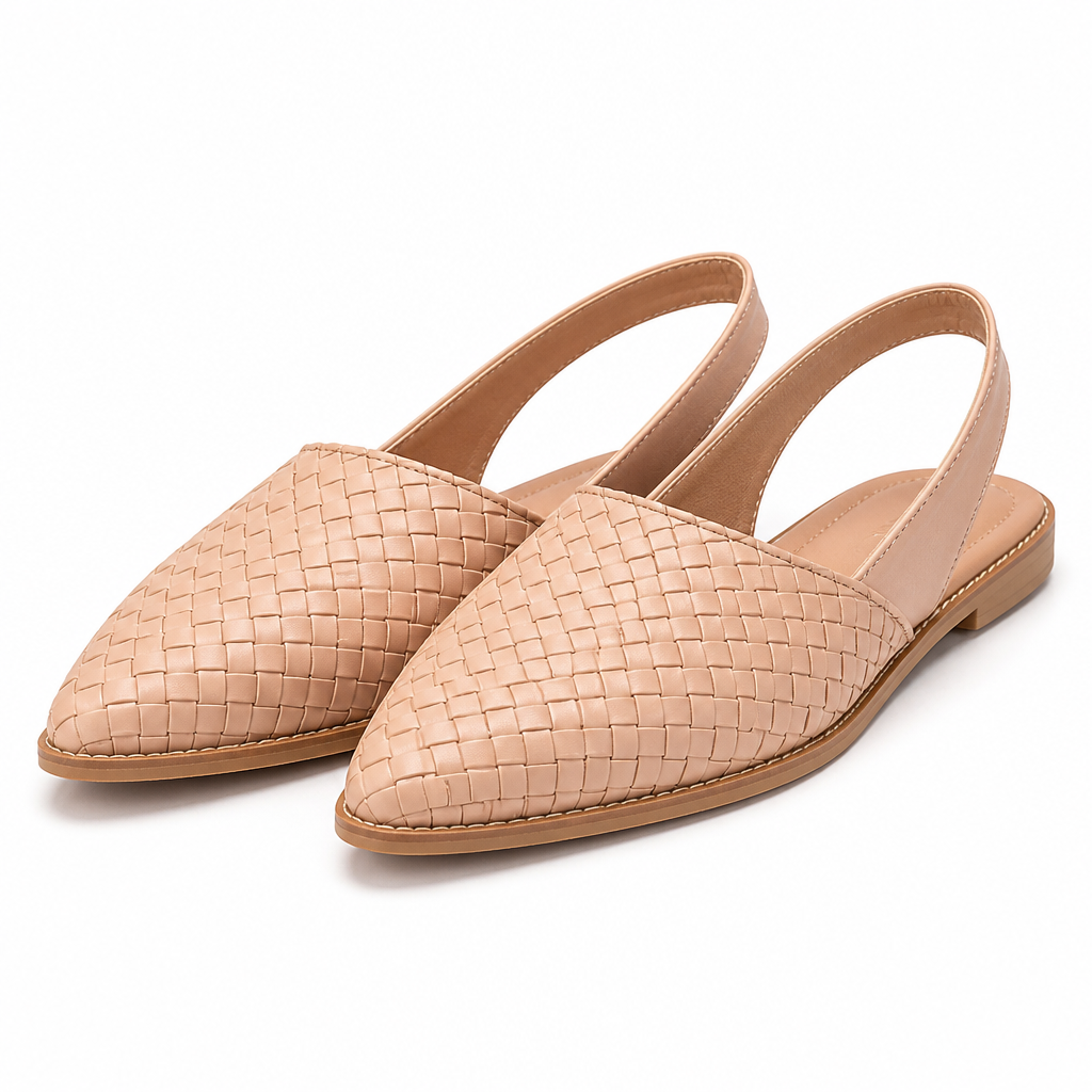 Marisol | Womens Pointed Toe Buckle Strap Flat Sandals Apricot packshot