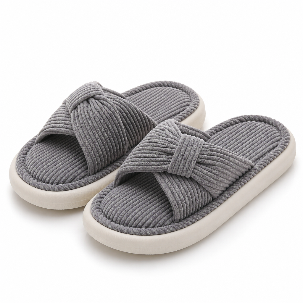 Wren | Womens Slippers House Indoor Open Toe Soft Sole Slippers Gray packshot