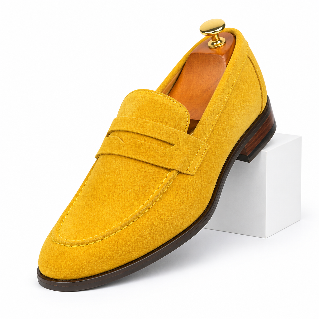 Jarrett | Mens Loafers Slip on British Casual Shoes Yellow packshot