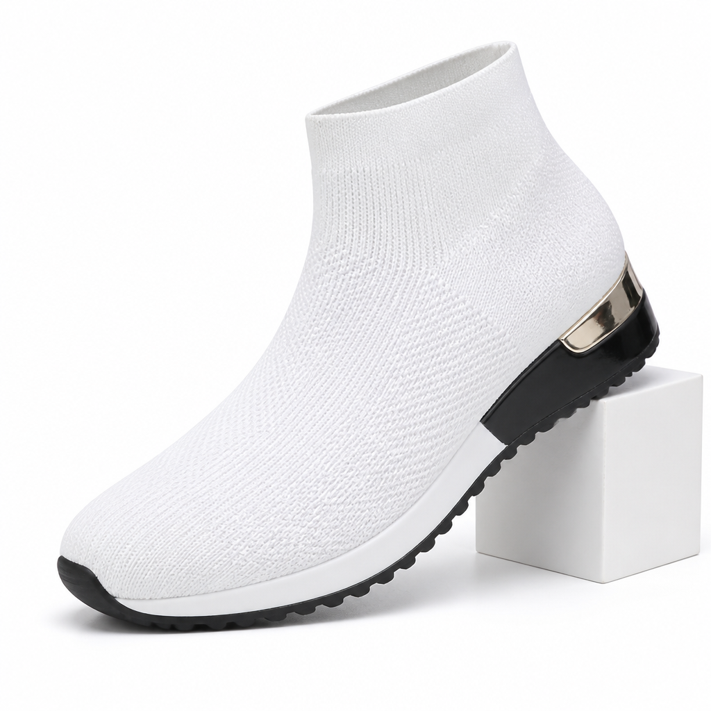 Mabel | Womens Trainers Sock Knit Slip On Breathable Running Shoes White packshot