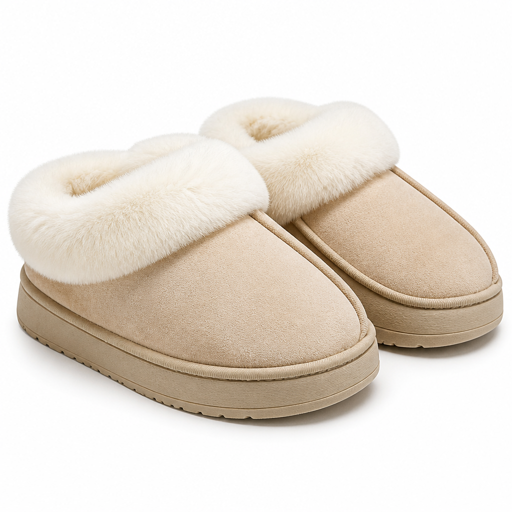 Dax | Womens Slippers Fluffy Warm Memory Foam House Slippers White 3 packshot