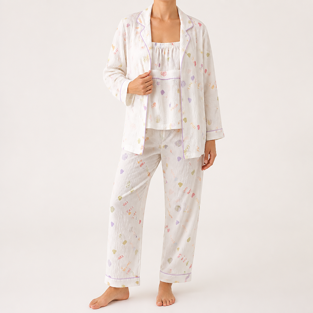 Rosalind | Womens Long Sleeve Button Up Cotton Pyjama Set Loungewear, Light Blue 3