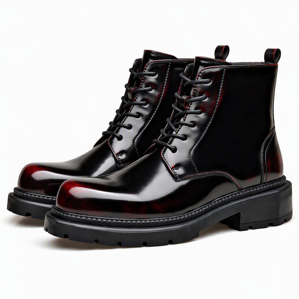 Quentin | Mens Chelsea Boots Fleece Lined Ankle Platform Winter Boots Red packshot