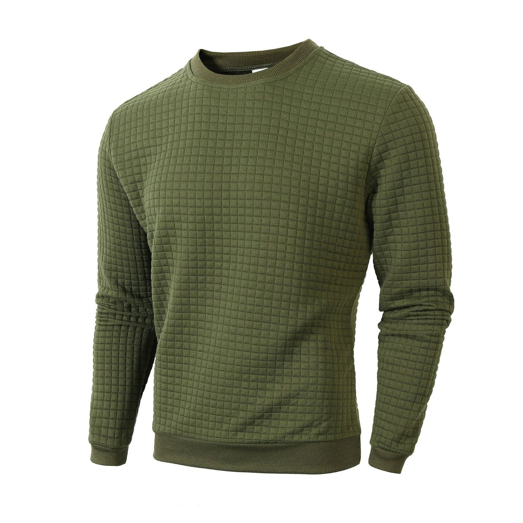 Reuben | Mens Checkered Crewneck Sweatshirt - Army Green