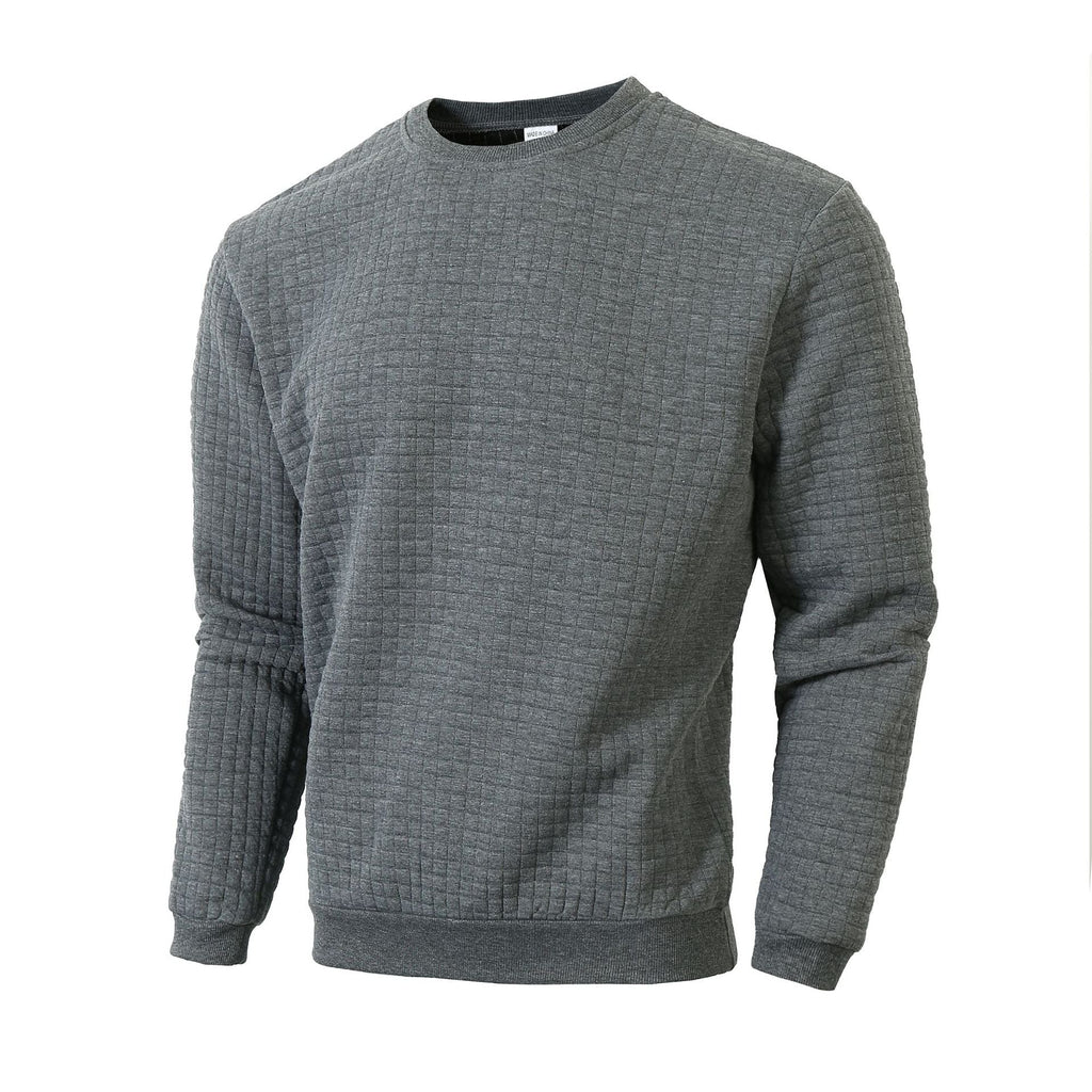 Reuben | Mens Checkered Crewneck Sweatshirt - Dark Grey