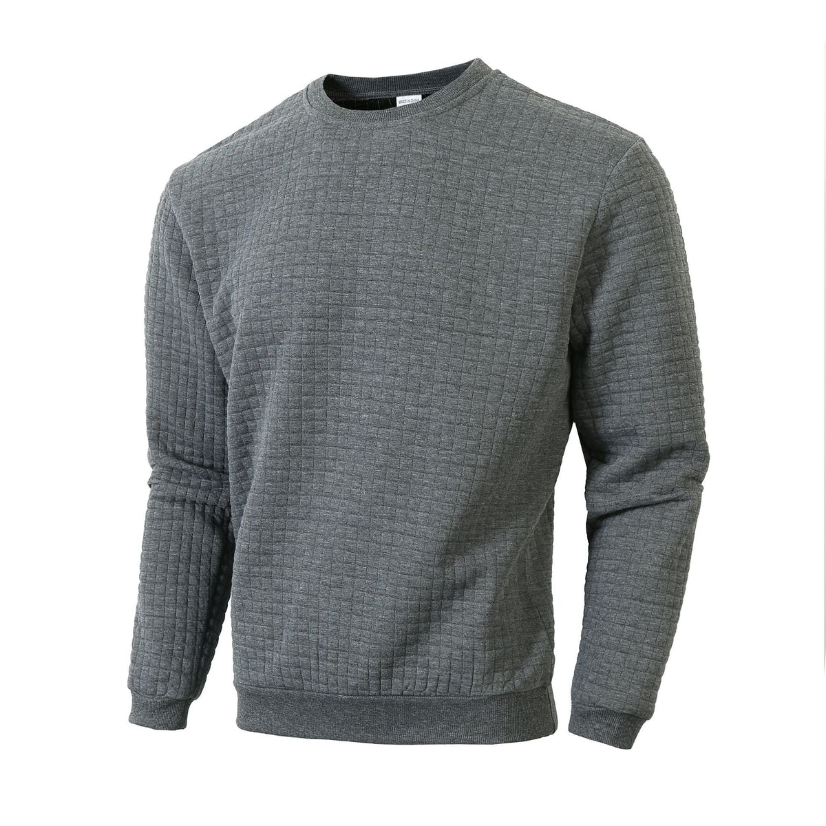 Reuben | Mens Checkered Crewneck Sweatshirt - Dark Grey