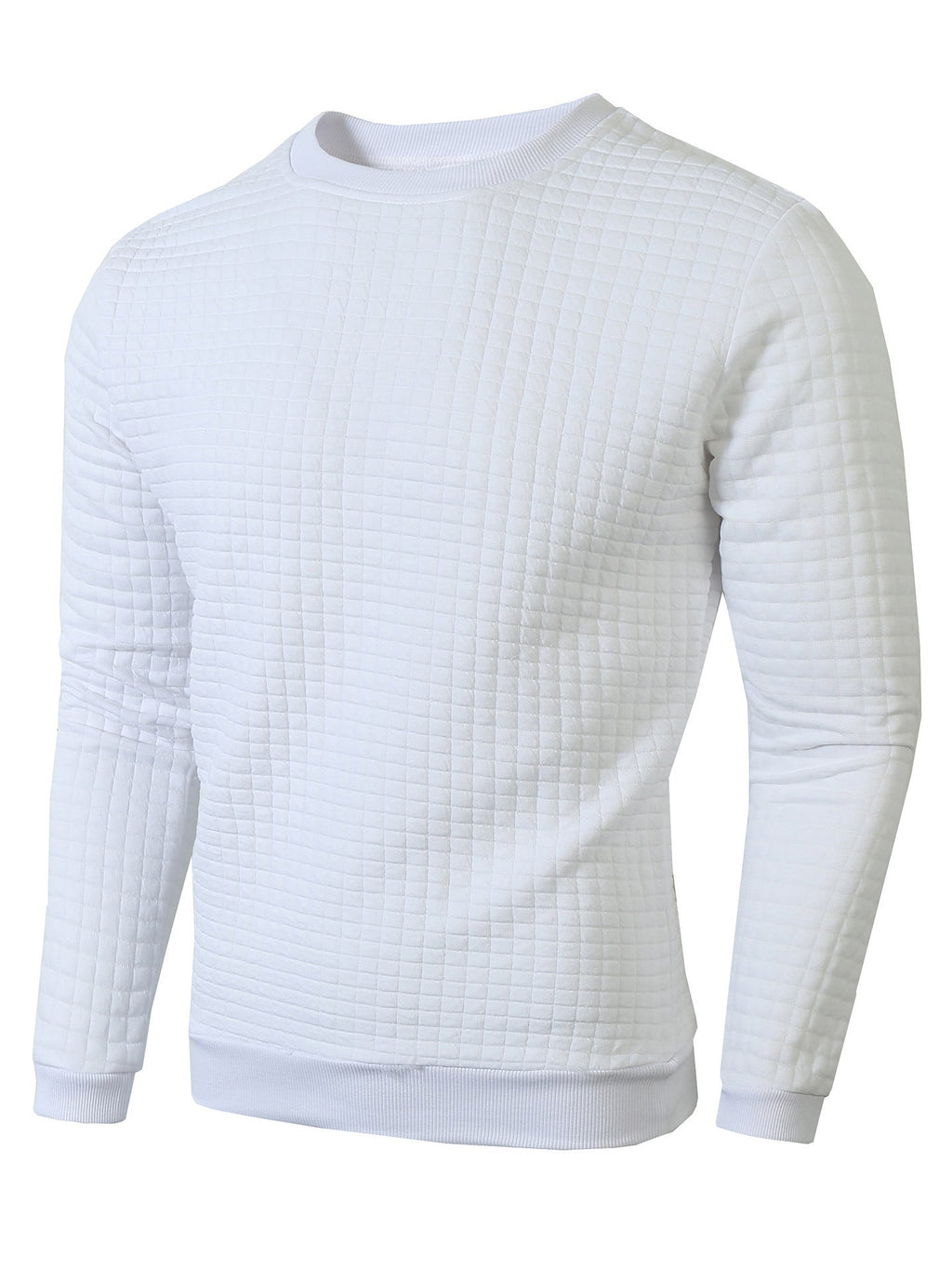Reuben | Mens Checkered Crewneck Sweatshirt - White
