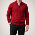 Reuben | Mens Jumper Knitted Stand Collar Warm Winter Sweater, Red