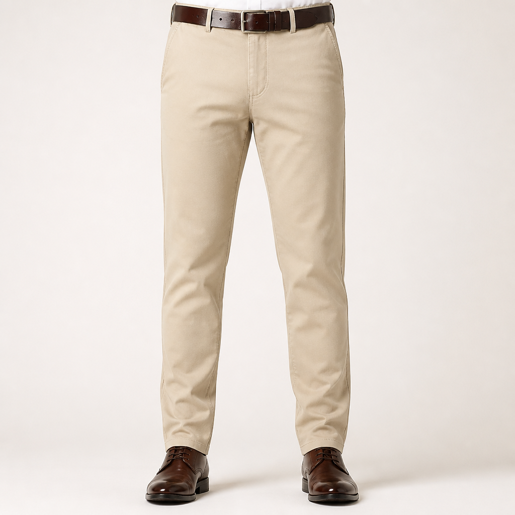 Reuben | Mens Work Straight Leg Business Casual Fleece Lined Trousers, Design 1