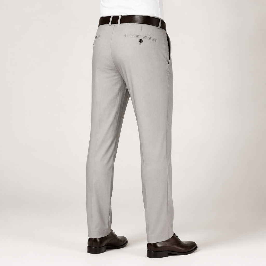 Reuben | Mens Work Straight Leg Business Casual Fleece Lined Trousers, Grey 2