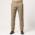 Reuben | Mens Work Straight Leg Business Casual Fleece Lined Trousers, Khaki